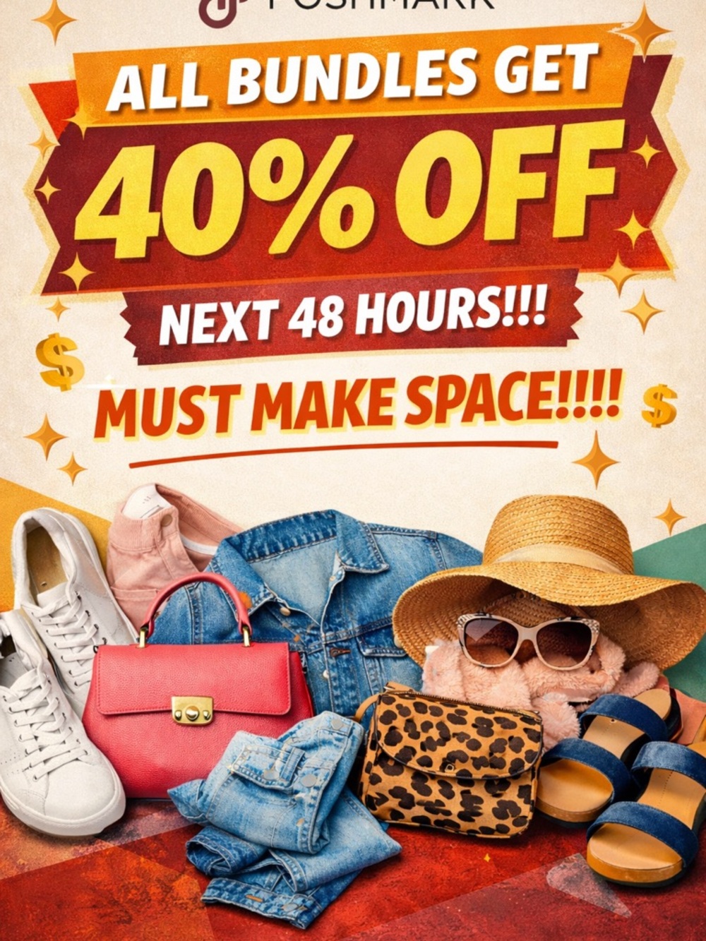 Summer Accessories Bundle - Coral Handbag & Denim Jacket